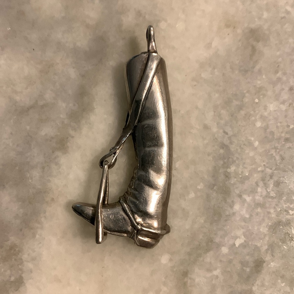 Kelly Herd Large Pendant English Boot and Stirrup Pendant 925 Silver